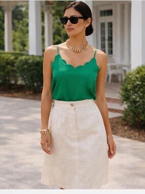J. Crew Emerald Scallop-Edge Camisole